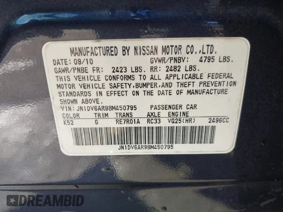 ✅ 2011 Infiniti G25 x • VIN: JN1DV6AR9BM450795 • Lot: 43362836. Listed on IAAI with 137,822 mi. Free auction sales archive from the USA and detailed vehicle history report at DreamBid. Image 9.