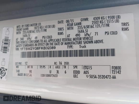 ✅ 2015 Ford Transit • VIN: 1FTSW2YG8FKB32389 • Lot: 40286682. Wystawiony na IAAI z przebiegiem 115 882 mil. Bezpłatny archiwum sprzedaży aukcyjnych z USA i szczegółowy raport historii pojazdu na DreamBid. Zdjęcie 9.