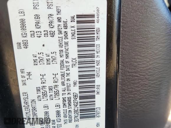 ✅ 2004 Dodge 2500 SLT • VIN: 3D7KU28C14G274967 • Лот: 90648045. Опубликован ранее на Copart с пробегом Не указан. Бесплатный доступ к архиву аукционных продаж из США и подробный отчёт об истории автомобиля на DreamBid. Изображение 12.