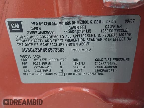 ✅ 2008 Saturn VUE XE • VIN: 3GSCL33P88S573803 • Лот: 41541227. Опубликован ранее на IAAI с пробегом 146 736 миль. Бесплатный доступ к архиву аукционных продаж из США и подробный отчёт об истории автомобиля на DreamBid. Изображение 9.