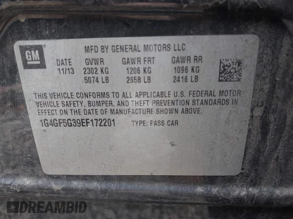 ✅ 2014 Buick LaCrosse Premium II • VIN: 1G4GF5G39EF172201 • Lot: 41963281. Listed on IAAI with 106,231 mi. Free auction sales archive from the USA and detailed vehicle history report at DreamBid. Image 9.