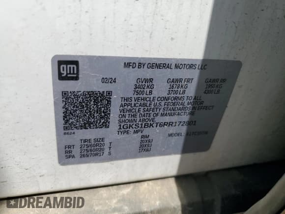 ✅ 2024 GMC Yukon SLT • VIN: 1GKS1BKT6RR172801 • Лот: 64957005. Опубликован ранее на Copart с пробегом 27 012 миль. Бесплатный доступ к архиву аукционных продаж из США и подробный отчёт об истории автомобиля на DreamBid. Изображение 14.