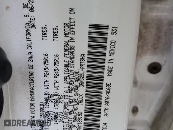 ✅ 2022 Toyota Tacoma SR5 • VIN: 3TMAZ5CN7NM189152 • Lot: 89630675. Listed on Copart with 103,429 mi. Free auction sales archive from the USA and detailed vehicle history report at DreamBid. Image 12.