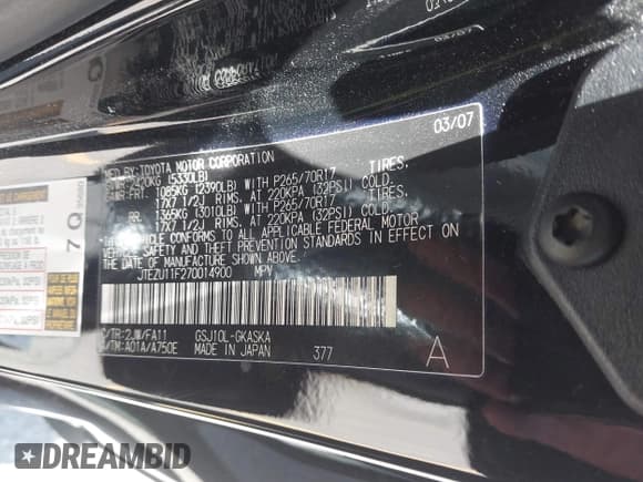 ✅ 2007 Toyota FJ Cruiser • VIN: JTEZU11F270014900 • Lot: 42528080. Wystawiony na IAAI z przebiegiem 161 730 mil. Bezpłatny archiwum sprzedaży aukcyjnych z USA i szczegółowy raport historii pojazdu na DreamBid. Zdjęcie 9.