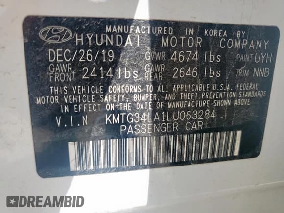 ✅ 2020 Genesis G70 2.0T • VIN: KMTG34LA1LU063284 • Lot: 68792975. Wystawiony na Copart z przebiegiem 136 230 mil. Bezpłatny archiwum sprzedaży aukcyjnych z USA i szczegółowy raport historii pojazdu na DreamBid. Zdjęcie 12.