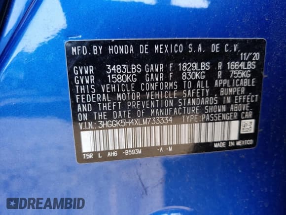 ✅ 2020 Honda Fit LX • VIN: 3HGGK5H4XLM733334 • Лот: 45560373. Опубликован ранее на Copart с пробегом 21 511 миль. Бесплатный доступ к архиву аукционных продаж из США и подробный отчёт об истории автомобиля на DreamBid. Изображение 12.