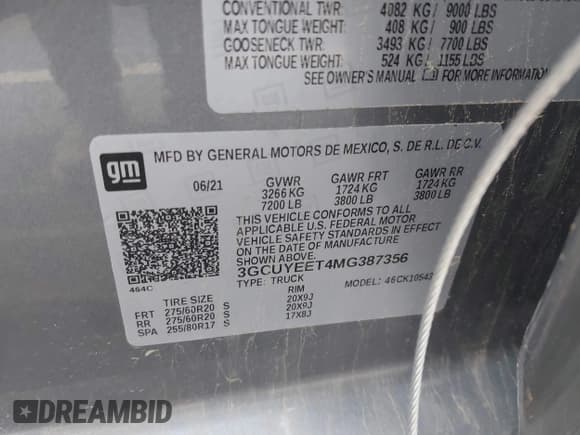 ✅ 2021 Chevrolet Silverado 1500 RST • VIN: 3GCUYEET4MG387356 • Lot: 43873022. Wystawiony na IAAI z przebiegiem 78 697 mil. Bezpłatny archiwum sprzedaży aukcyjnych z USA i szczegółowy raport historii pojazdu na DreamBid. Zdjęcie 9.