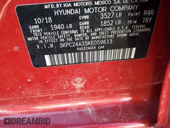 ✅ 2019 Hyundai Accent SE • VIN: 3KPC24A35KE059613 • Лот: 45167654. Опубликован ранее на Copart с пробегом 115 703 миль. Бесплатный доступ к архиву аукционных продаж из США и подробный отчёт об истории автомобиля на DreamBid. Изображение 12.