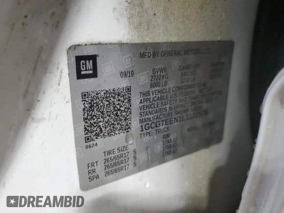 ✅ 2020 Chevrolet Colorado 4WD ZR2 • VIN: 1GCGTEEN1L1132576 • Lot: 83870275. Listed on Copart with Not provided. Free auction sales archive from the USA and detailed vehicle history report at DreamBid. Image 12.