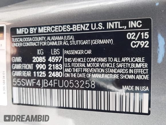 ✅ 2015 Mercedes-Benz C 300 • VIN: 55SWF4JB4FU053258 • Лот: 43498517. Опубликован ранее на IAAI с пробегом 42 905 миль. Бесплатный доступ к архиву аукционных продаж из США и подробный отчёт об истории автомобиля на DreamBid. Изображение 9.