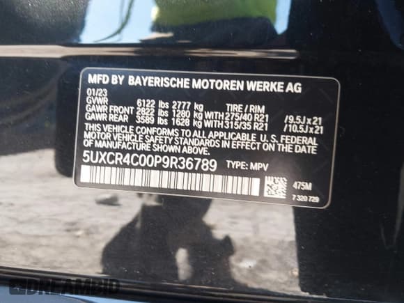 ✅ 2023 BMW X5 sDrive40i • VIN: 5UXCR4C00P9R36789 • Lot: 43449603. Listed on IAAI with 50,041 mi. Free auction sales archive from the USA and detailed vehicle history report at DreamBid. Image 9.