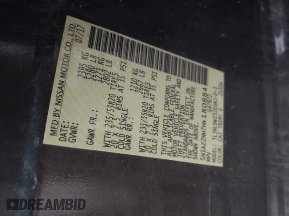 ✅ 2017 Nissan Murano SL • VIN: 5N1AZ2MH7HN180884 • Lot: 42567709. Wystawiony na IAAI z przebiegiem 92 977 mil. Bezpłatny archiwum sprzedaży aukcyjnych z USA i szczegółowy raport historii pojazdu na DreamBid. Zdjęcie 9.