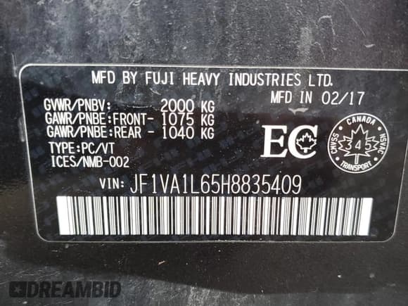 ✅ 2017 Subaru WRX Limited • VIN: JF1VA1L65H8835409 • Lot: 87438505. Wystawiony na Copart z przebiegiem Nie podano. Bezpłatny archiwum sprzedaży aukcyjnych z USA i szczegółowy raport historii pojazdu na DreamBid. Zdjęcie 12.