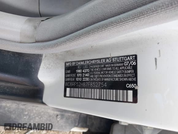 ✅ 2007 Mercedes-Benz C 230 Sport • VIN: WDBRF52H87F852754 • Lot: 42224647. Wystawiony na IAAI z przebiegiem 121 163 mil. Bezpłatny archiwum sprzedaży aukcyjnych z USA i szczegółowy raport historii pojazdu na DreamBid. Zdjęcie 9.