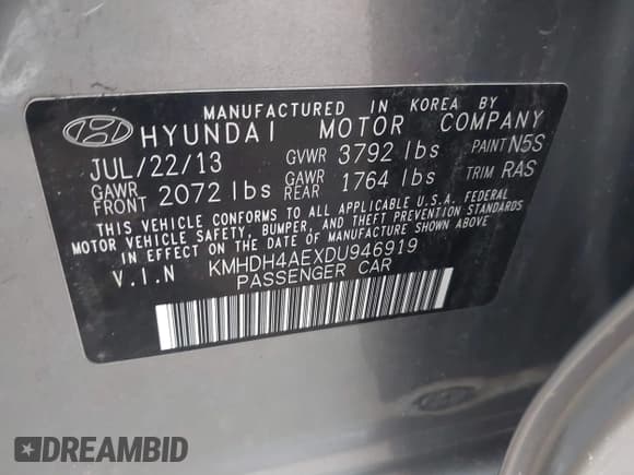 ✅ 2013 Hyundai Elantra Limited • VIN: KMHDH4AEXDU946919 • Лот: 42627976. Опубликован ранее на IAAI с пробегом 128 142 миль. Бесплатный доступ к архиву аукционных продаж из США и подробный отчёт об истории автомобиля на DreamBid. Изображение 9.