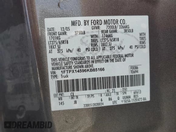 ✅ 2006 Ford F-150 XLT • VIN: 1FTPX14596KB85166 • Лот: 71530355. Опубликован ранее на Copart с пробегом 207 411 миль. Бесплатный доступ к архиву аукционных продаж из США и подробный отчёт об истории автомобиля на DreamBid. Изображение 12.