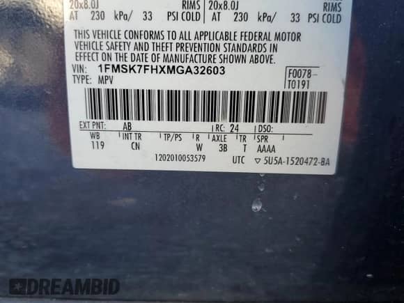 2021 Ford Explorer Limited z VIN 1FMSK7FHXMGA32603, wystawiony jako Copart lot #80862355 z przebiegiem 166 681 mil mil oraz Szkoda całkowita • Salvage title. Historia ofert i sprzedaży dostępna na DreamBid. Obrazek 13.