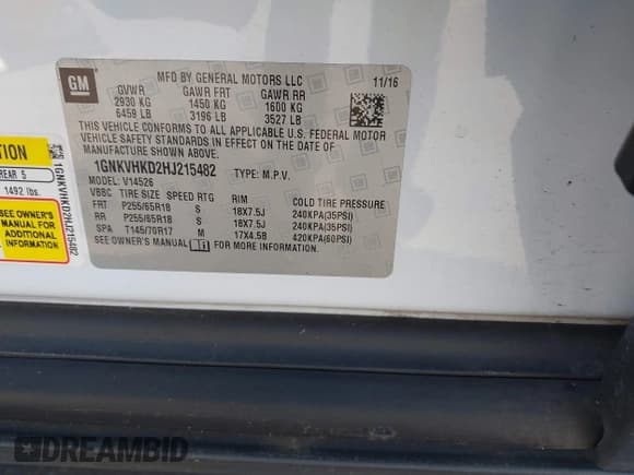 ✅ 2017 Chevrolet Traverse LT • VIN: 1GNKVHKD2HJ215482 • Lot: 43428142. Wystawiony na IAAI z przebiegiem 197 327 mil. Bezpłatny archiwum sprzedaży aukcyjnych z USA i szczegółowy raport historii pojazdu na DreamBid. Zdjęcie 9.