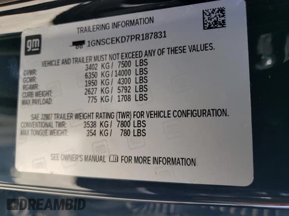 ✅ 2023 Chevrolet Suburban RST • VIN: 1GNSCEKD7PR187831 • Lot: 71786524. Wystawiony na Copart z przebiegiem 42 507 mil. Bezpłatny archiwum sprzedaży aukcyjnych z USA i szczegółowy raport historii pojazdu na DreamBid. Zdjęcie 13.