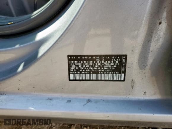 ✅ 2022 Volkswagen Jetta S • VIN: 3VWCM7BU4NM011448 • Lot: 81603025. Wystawiony na Copart z przebiegiem 106 560 mil. Bezpłatny archiwum sprzedaży aukcyjnych z USA i szczegółowy raport historii pojazdu na DreamBid. Zdjęcie 12.