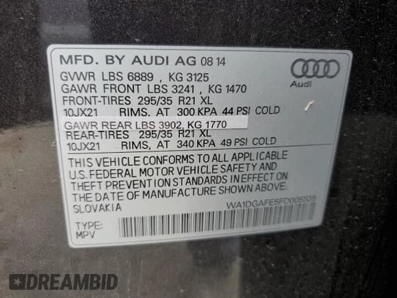 ✅ 2015 Audi Q7 S line Prestige • VIN: WA1DGAFE5FD005535 • Лот: 56905465. Опубликован ранее на Copart с пробегом 117 934 миль. Бесплатный доступ к архиву аукционных продаж из США и подробный отчёт об истории автомобиля на DreamBid. Изображение 13.