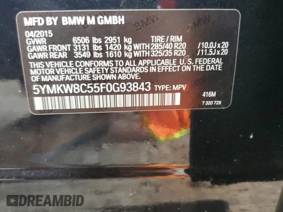 ✅ 2015 BMW X6 M • VIN: 5YMKW8C55F0G93843 • Lot: 73421384. Listed on Copart with 77,520 mi. Free auction sales archive from the USA and detailed vehicle history report at DreamBid. Image 16.