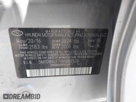 ✅ 2017 Hyundai Elantra Value Edition • VIN: 5NPD84LF7HH080526 • Lot: 43423273. Listed on IAAI with 120,311 mi. Free auction sales archive from the USA and detailed vehicle history report at DreamBid. Image 9.