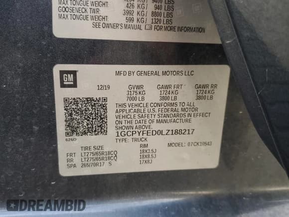 ✅ 2020 Chevrolet Silverado 1500 LT Trail Boss • VIN: 1GCPYFED0LZ188217 • Lot: 61207564. Wystawiony na Copart z przebiegiem 95 914 mil. Bezpłatny archiwum sprzedaży aukcyjnych z USA i szczegółowy raport historii pojazdu na DreamBid. Zdjęcie 12.