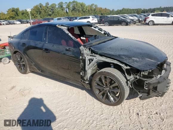 2025 Lexus IS 350 F Sport with VIN JTHGZ1E21S5038216, listed as a Copart auction lot 86664885 with 4,705 mi miles and Salvage title. Bid and sale history available at DreamBid. Image 4.