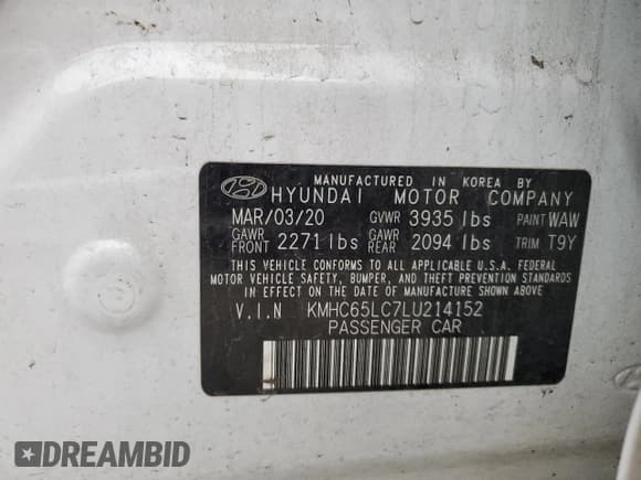 ✅ 2020 Hyundai Ioniq Blue • VIN: KMHC65LC7LU214152 • Lot: 42376825. Wystawiony na Copart z przebiegiem 48 931 mil. Bezpłatny archiwum sprzedaży aukcyjnych z USA i szczegółowy raport historii pojazdu na DreamBid. Zdjęcie 12.