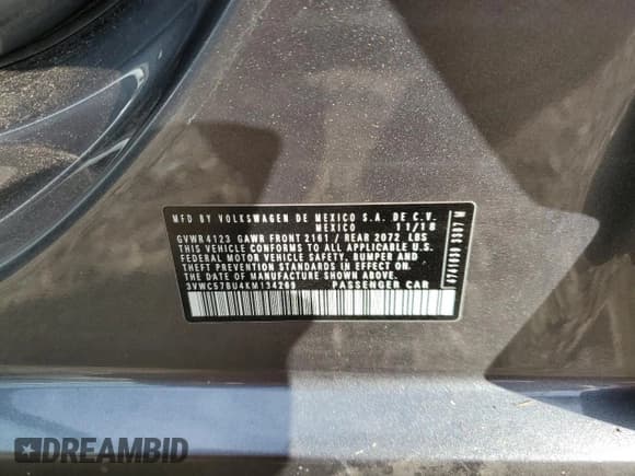 ✅ 2019 Volkswagen Jetta S • VIN: 3VWC57BU4KM134269 • Lot: 91199815. Listed on Copart with 42,169 mi. Free auction sales archive from the USA and detailed vehicle history report at DreamBid. Image 12.