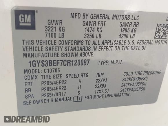✅ 2012 Cadillac Escalade Luxury • VIN: 1GYS3BEF7CR120087 • Lot: 41452174. Wystawiony na IAAI z przebiegiem 73 831 mil. Bezpłatny archiwum sprzedaży aukcyjnych z USA i szczegółowy raport historii pojazdu na DreamBid. Zdjęcie 9.