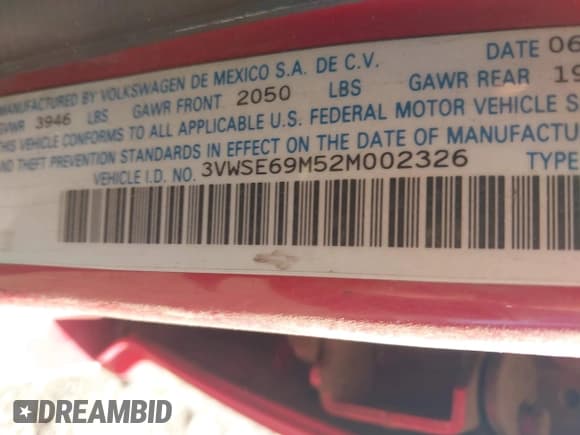 ✅ 2002 Volkswagen Jetta GLS • VIN: 3VWSE69M52M002326 • Lot: 42664114. Listed on IAAI with 228,383 mi. Free auction sales archive from the USA and detailed vehicle history report at DreamBid. Image 9.