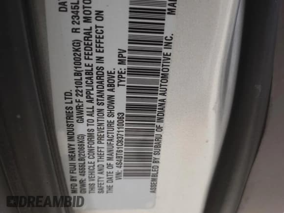 ✅ 2003 Subaru Baja • VIN: 4S4BT61C937110063 • Lot: 62271625. Listed on Copart with 170,870 mi. Free auction sales archive from the USA and detailed vehicle history report at DreamBid. Image 12.