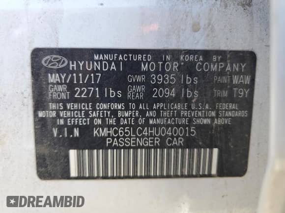 2017 Hyundai Ioniq Blue с VIN KMHC65LC4HU040015, выставлен на аукционе Copart как лот 79879814 с пробегом 115 452 миль миль и Списание • Salvage title. История ставок и продаж доступна на DreamBid. Изображение 13.