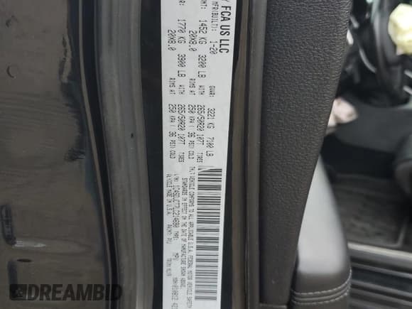 ✅ 2020 Dodge Durango R/T • VIN: 1C4SDJCT7LC214690 • Lot: 82503585. Listed on Copart with 67,355 mi. Free auction sales archive from the USA and detailed vehicle history report at DreamBid. Image 12.