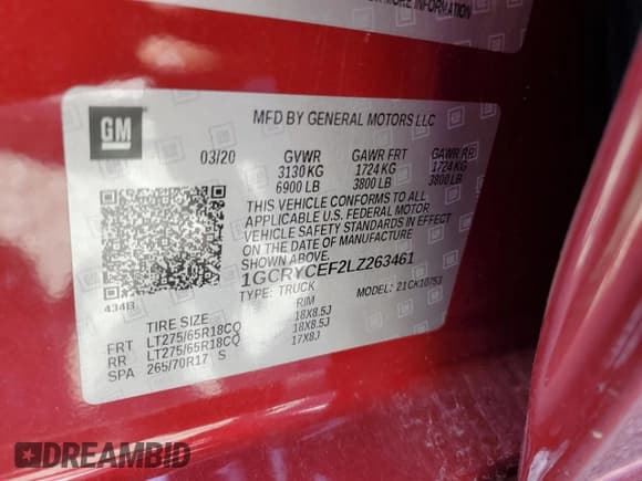 ✅ 2020 Chevrolet Silverado 1500 Custom Trail Boss • VIN: 1GCRYCEF2LZ263461 • Lot: 48933505. Wystawiony na Copart z przebiegiem 54 059 mil. Bezpłatny archiwum sprzedaży aukcyjnych z USA i szczegółowy raport historii pojazdu na DreamBid. Zdjęcie 12.