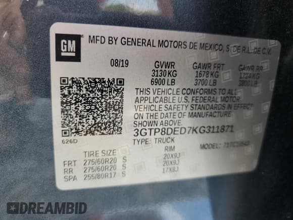 ✅ 2019 GMC Sierra 1500 SLT • VIN: 3GTP8DED7KG311871 • Лот: 81608555. Опубликован ранее на Copart с пробегом 137 405 миль. Бесплатный доступ к архиву аукционных продаж из США и подробный отчёт об истории автомобиля на DreamBid. Изображение 13.