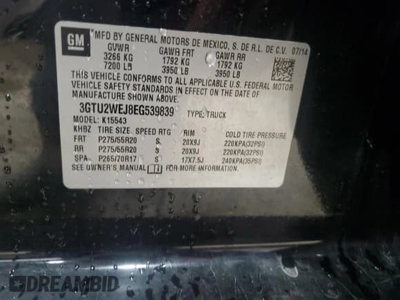 ✅ 2014 GMC Sierra 1500 Denali • VIN: 3GTU2WEJ8EG539839 • Lot: 85333405. Listed on Copart with 287,174 mi. Free auction sales archive from the USA and detailed vehicle history report at DreamBid. Image 13.