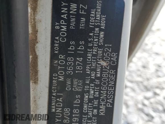 ✅ 2008 Hyundai Accent GLS • VIN: KMHCN46C08U260521 • Лот: 77933854. Опубликован ранее на Copart с пробегом 337 426 миль. Бесплатный доступ к архиву аукционных продаж из США и подробный отчёт об истории автомобиля на DreamBid. Изображение 13.