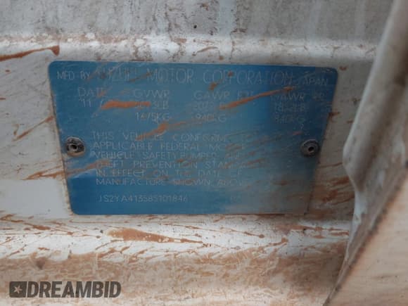 ✅ 2008 Suzuki SX4 Regional Edition • VIN: JS2YA413585101846 • Lot: 42308703. Listed on IAAI with 221,634 mi. Free auction sales archive from the USA and detailed vehicle history report at DreamBid. Image 9.