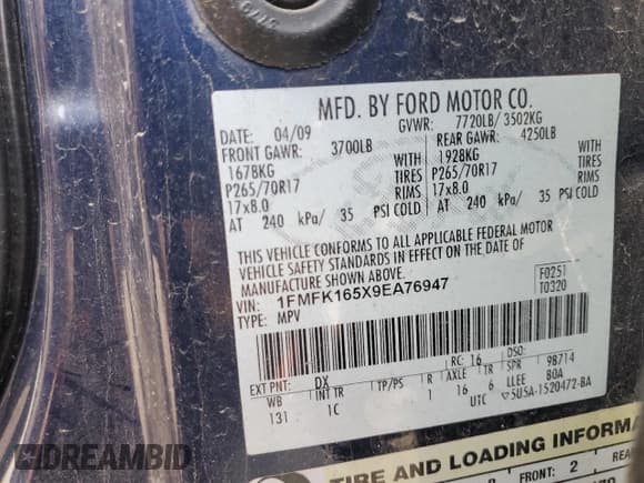 ✅ 2009 Ford Expedition Max SSV • VIN: 1FMFK165X9EA76947 • Лот: 85998464. Опубликован ранее на Copart с пробегом 115 803 миль. Бесплатный доступ к архиву аукционных продаж из США и подробный отчёт об истории автомобиля на DreamBid. Изображение 14.