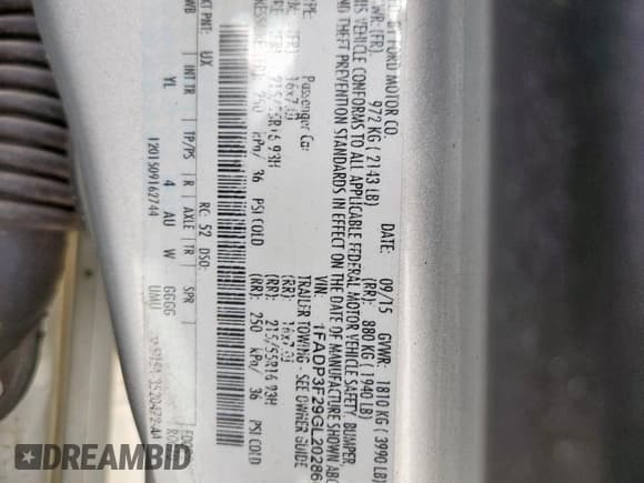 ✅ 2016 Ford Focus SE • VIN: 1FADP3F29GL202860 • Лот: 93662105. Опубликован ранее на Copart с пробегом 127 641 миль. Бесплатный доступ к архиву аукционных продаж из США и подробный отчёт об истории автомобиля на DreamBid. Изображение 12.