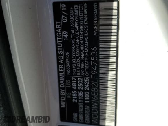 ✅ 2020 Mercedes-Benz C 43 AMG • VIN: WDDWJ6EB2LF947536 • Lot: 64112405. Wystawiony na Copart z przebiegiem 74 353 mil. Bezpłatny archiwum sprzedaży aukcyjnych z USA i szczegółowy raport historii pojazdu na DreamBid. Zdjęcie 12.