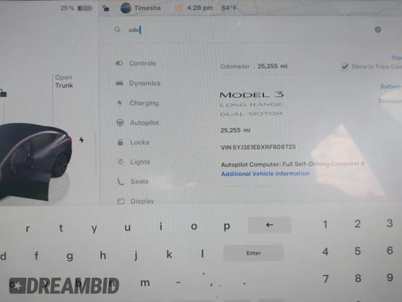 ✅ 2024 Tesla Model 3 Long Range • VIN: 5YJ3E1EBXRF808725 • Lot: 43236356. Wystawiony na IAAI z przebiegiem 25 255 mil. Bezpłatny archiwum sprzedaży aukcyjnych z USA i szczegółowy raport historii pojazdu na DreamBid. Zdjęcie 7.
