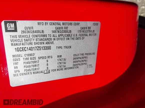 ✅ 2007 Chevrolet Silverado 1500 1LT • VIN: 1GCEC14017Z513390 • Lot: 43621590. Listed on IAAI with 134,530 mi. Free auction sales archive from the USA and detailed vehicle history report at DreamBid. Image 9.