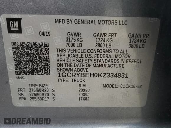 ✅ 2019 Chevrolet Silverado 1500 Custom • VIN: 1GCRYBEH0KZ334831 • Lot: 61571345. Wystawiony na Copart z przebiegiem 90 150 mil. Bezpłatny archiwum sprzedaży aukcyjnych z USA i szczegółowy raport historii pojazdu na DreamBid. Zdjęcie 13.