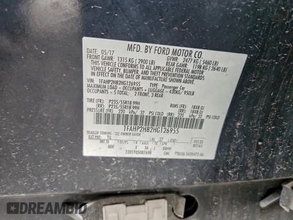 ✅ 2017 Ford Taurus SEL • VIN: 1FAHP2H82HG126955 • Lot: 95137195. Listed on Copart with 91,065 mi. Free auction sales archive from the USA and detailed vehicle history report at DreamBid. Image 13.