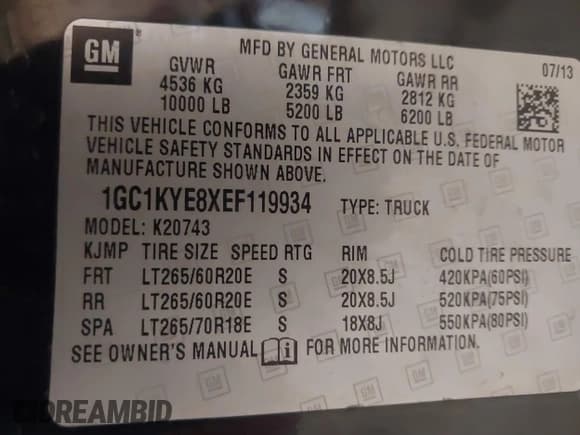 ✅ 2014 Chevrolet Silverado 2500HD LTZ • VIN: 1GC1KYE8XEF119934 • Лот: 41251936. Опубликован ранее на IAAI с пробегом 218 943 миль. Бесплатный доступ к архиву аукционных продаж из США и подробный отчёт об истории автомобиля на DreamBid. Изображение 9.