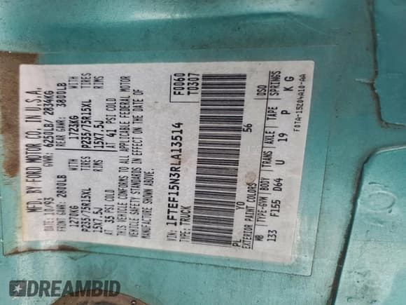 ✅ 1994 Ford F-150 • VIN: 1FTEF15N3RLA13514 • Lot: 94755945. Listed on Copart with Not provided. Free auction sales archive from the USA and detailed vehicle history report at DreamBid. Image 12.